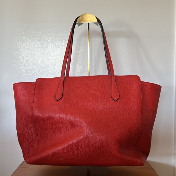 EUC Gucci Red Swing Large Leather Shopper Tote with Original Dust Bag - Picture 5 of 13